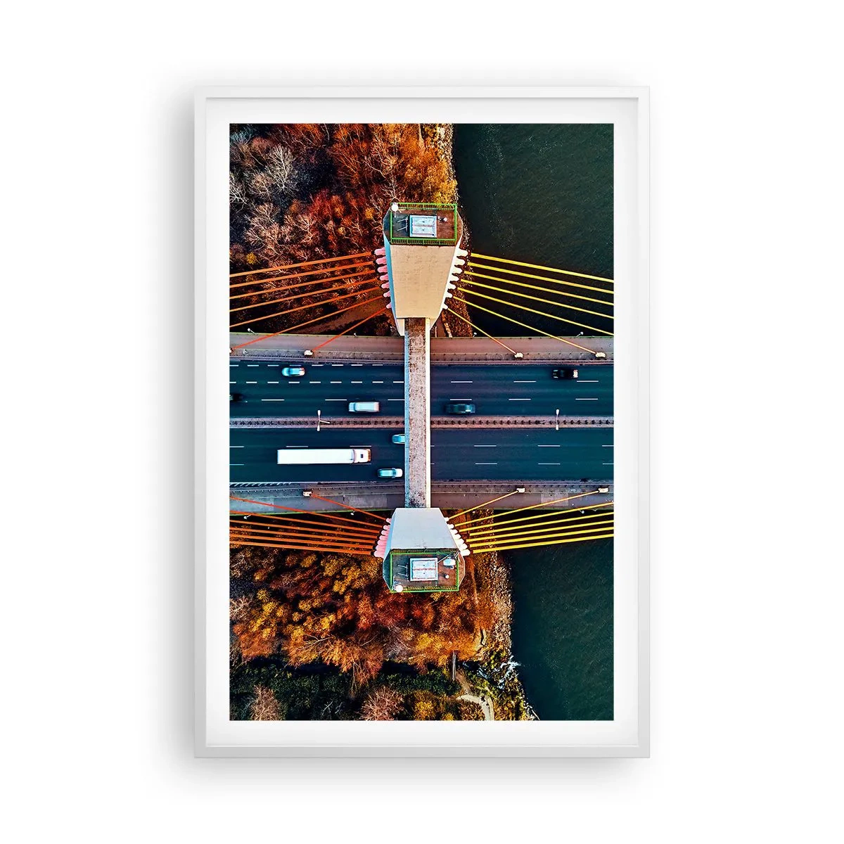 Affiche dans un cadre blanc - Poster - Au dessus de l'eau et de la forêt - 61x91 cm