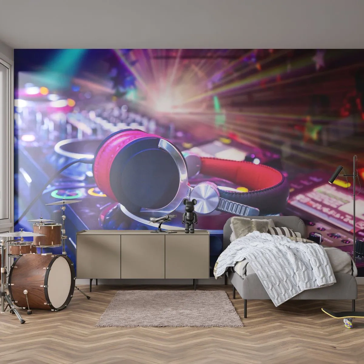 Papier Peint Autocollant Deluxe Sticker - Il va s'en passer des choses - Musique, Studio de musique, Écouteurs - 250x175 cm
