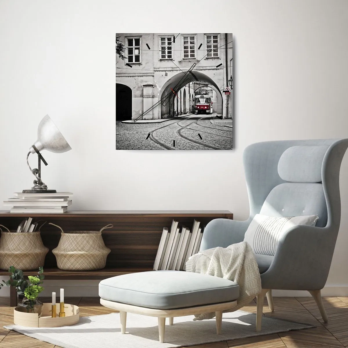 Horloge murale - Pendule murale - Dans le labyrinthe de la ville - 30x30 cm