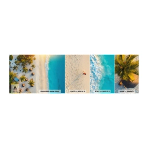 Échantillon De Papier Peint Standard Eco - Bienvenue au paradis - Plage, palmiers, Exotisme - 100x30 cm