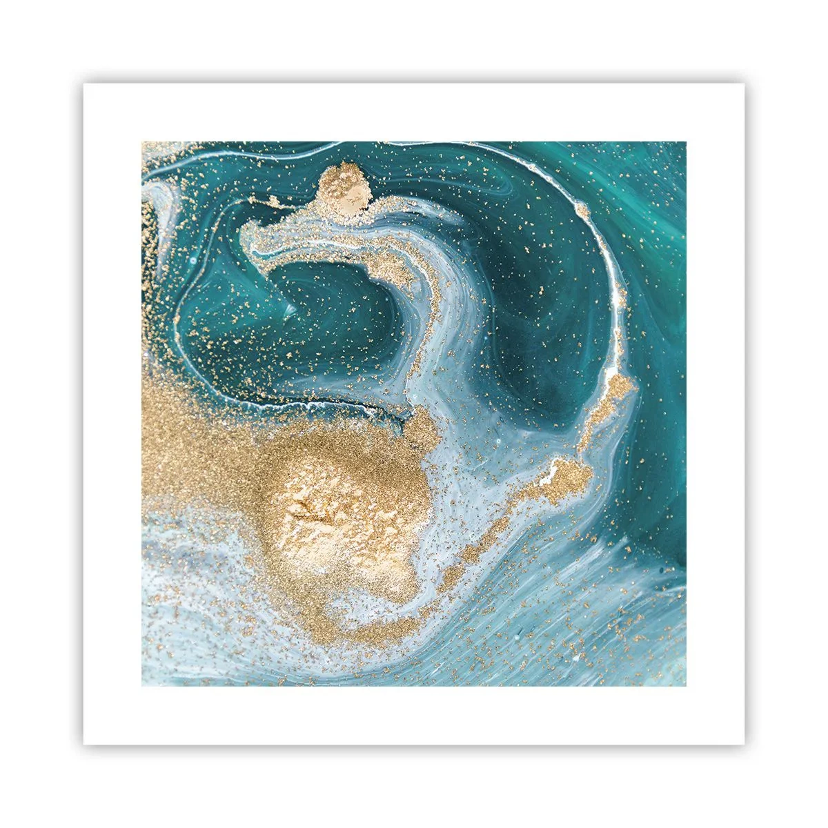 Affiche - Poster - Tourbillon d'or et de turquoise - 40x40 cm