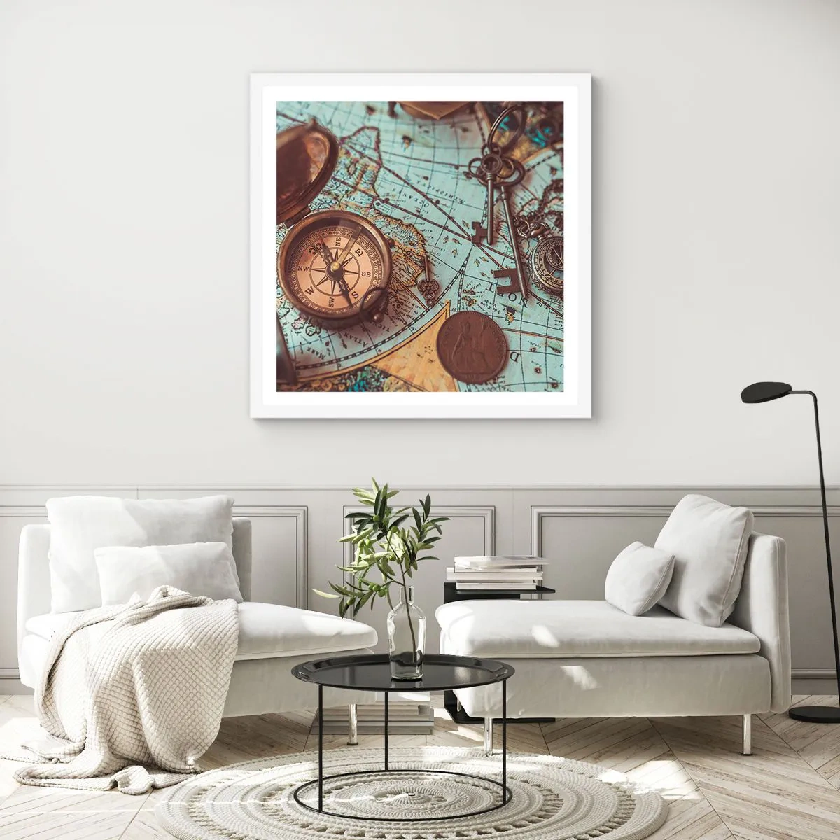 Affiche dans un cadre blanc - Poster - Pour ceux qui recherche l'aventure - 60x60 cm