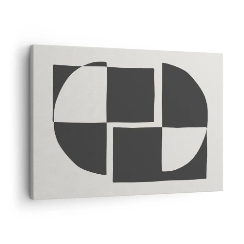 Impression sur toile - Image sur toile - Formes géométriques abstraites en noir et blanc - 70x50cm - Antithèse - Synthèse - Décoration murale moderne pour le salon et la chambre ARTTOR