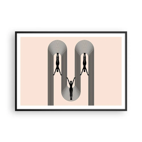 Affiche dans un cadre noir - Poster - Silhouettes géométriques sur fond beige - 100x70cm - Les jambes en l’air - Décoration murale moderne pour le salon et la chambre ARTTOR