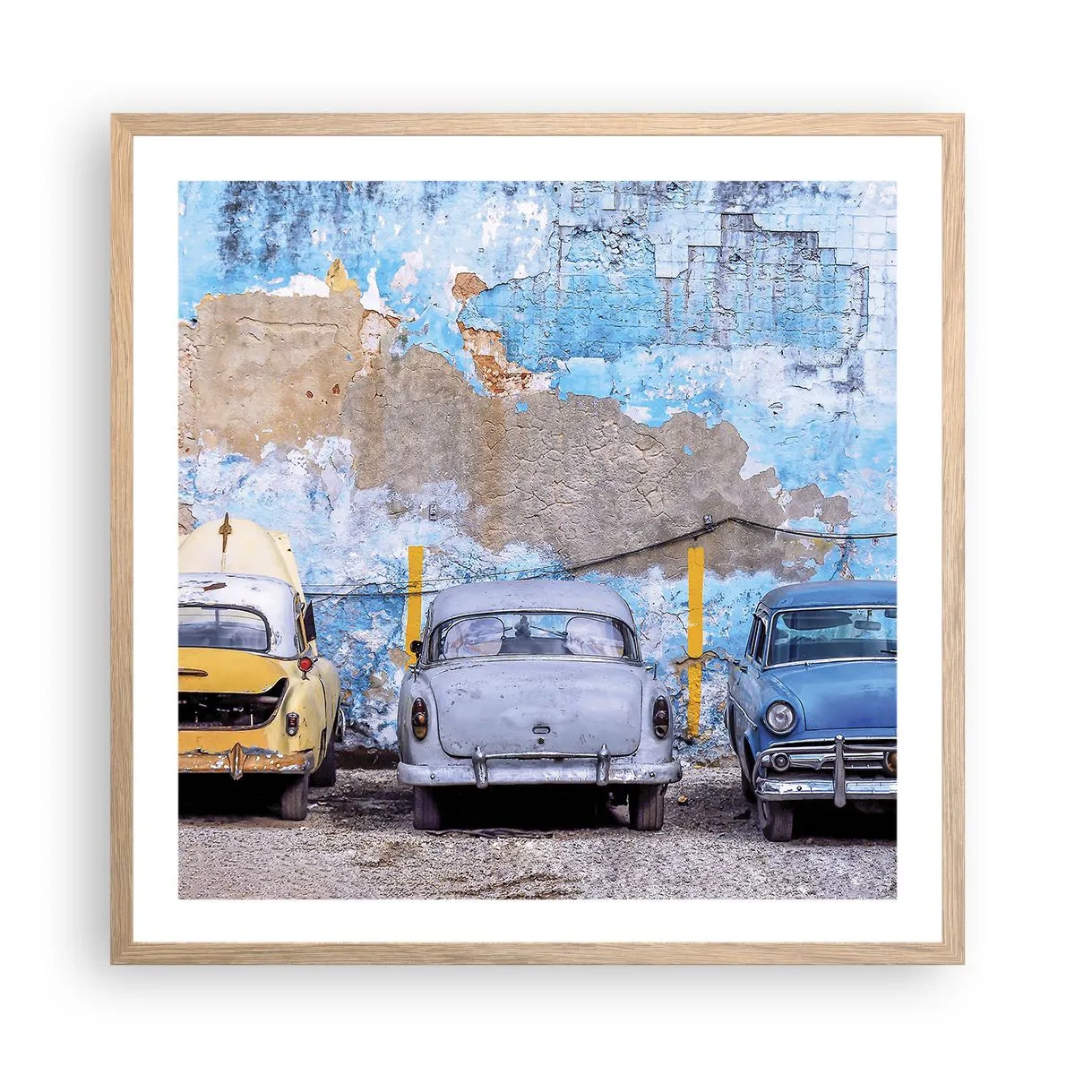 Affiche dans un chêne clair - Poster - Rencontre de vétérans - 60x60 cm