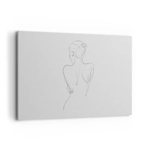 Impression sur toile - Image sur toile - Une ligne de contour montrant une silhouette féminine sur un fond clair - 100x70cm - Musique corporelle - Décoration murale moderne pour le salon et la chambre ARTTOR
