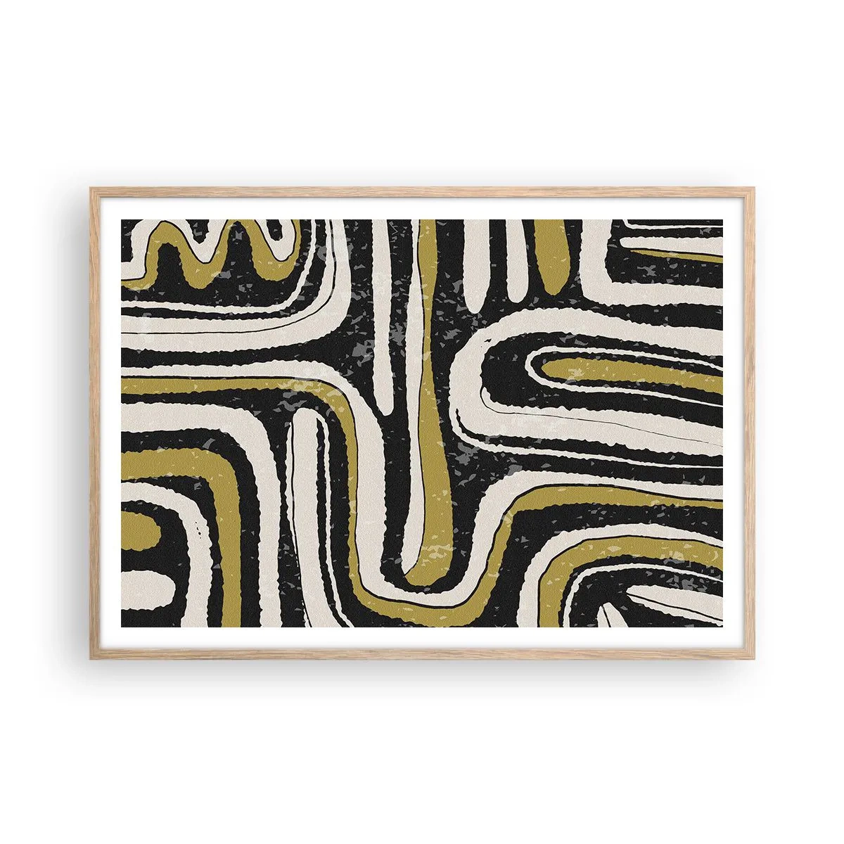 Affiche dans un chêne clair - Poster - Composition : routes et ruelles - 100x70 cm