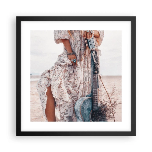 Affiche dans un cadre noir - Poster - Enfant de fleur en route - 40x40 cm