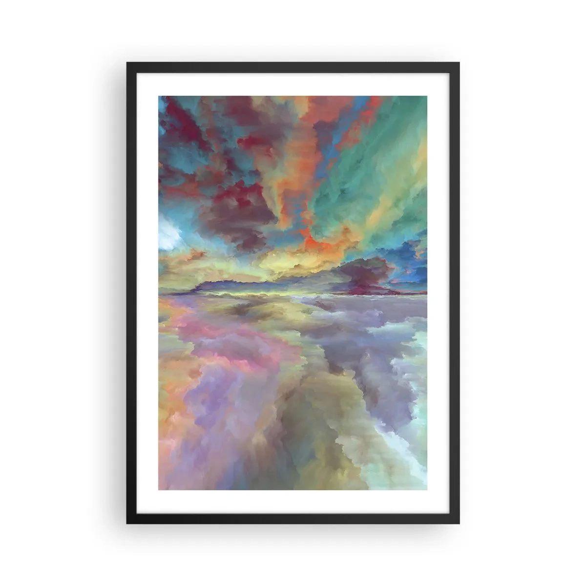 Affiche dans un cadre noir - Poster - Ciel coloré dans une interprétation artistique - 50x70cm - Deux paradis - Décoration murale moderne pour le salon et la chambre ARTTOR