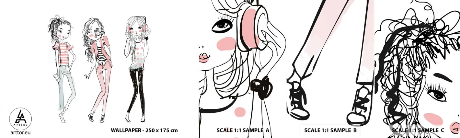 Échantillon De Papier Peint Standard Eco - On va s'amuser - Jeunesse, Fille, Adolescent - 100x30 cm