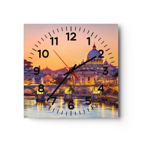Horloge murale - Pendule murale - Coucher de soleil sur la ville éternelle - 30x30 cm