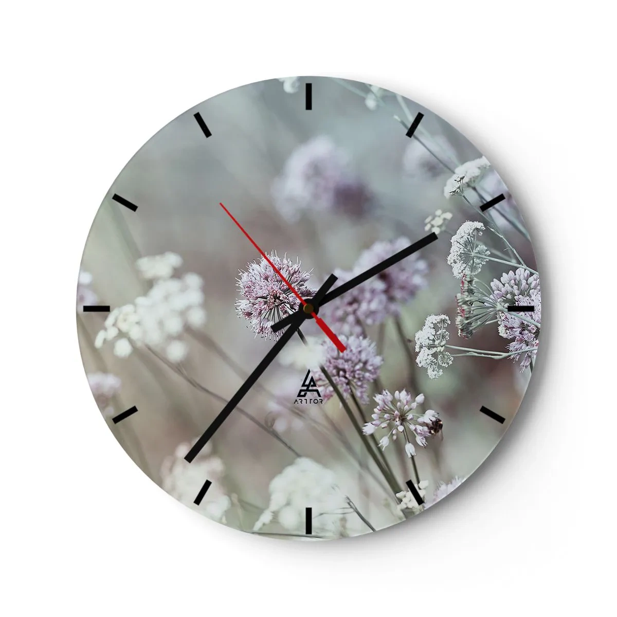 Horloge murale - Pendule murale - Herbes douces en filigrane - 40x40 cm