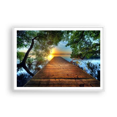 Affiche dans un cadre blanc - Poster - Prenez votre temps, asseyez-vous - 100x70 cm