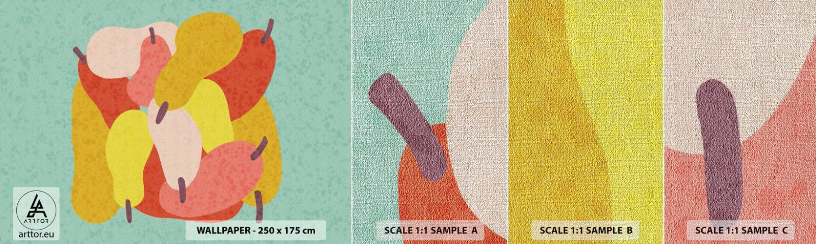 Échantillon de Papier Peint Premium Canvas - Essayez le soleil d'été - Fruit, Des poires, Santé - 100x30 cm