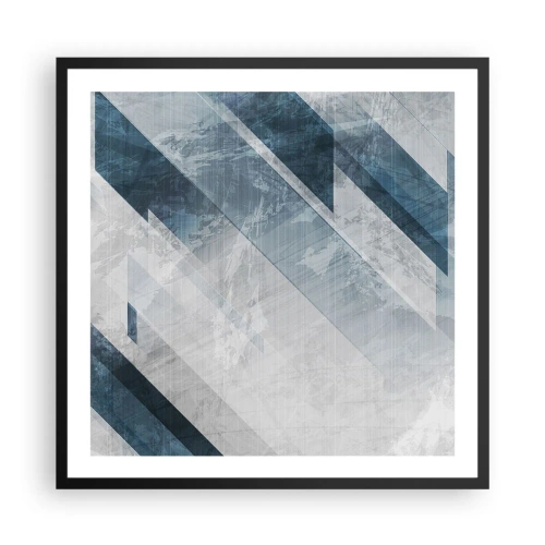 Affiche dans un cadre noir - Poster - Composition spatiale - mouvement gris - 60x60 cm