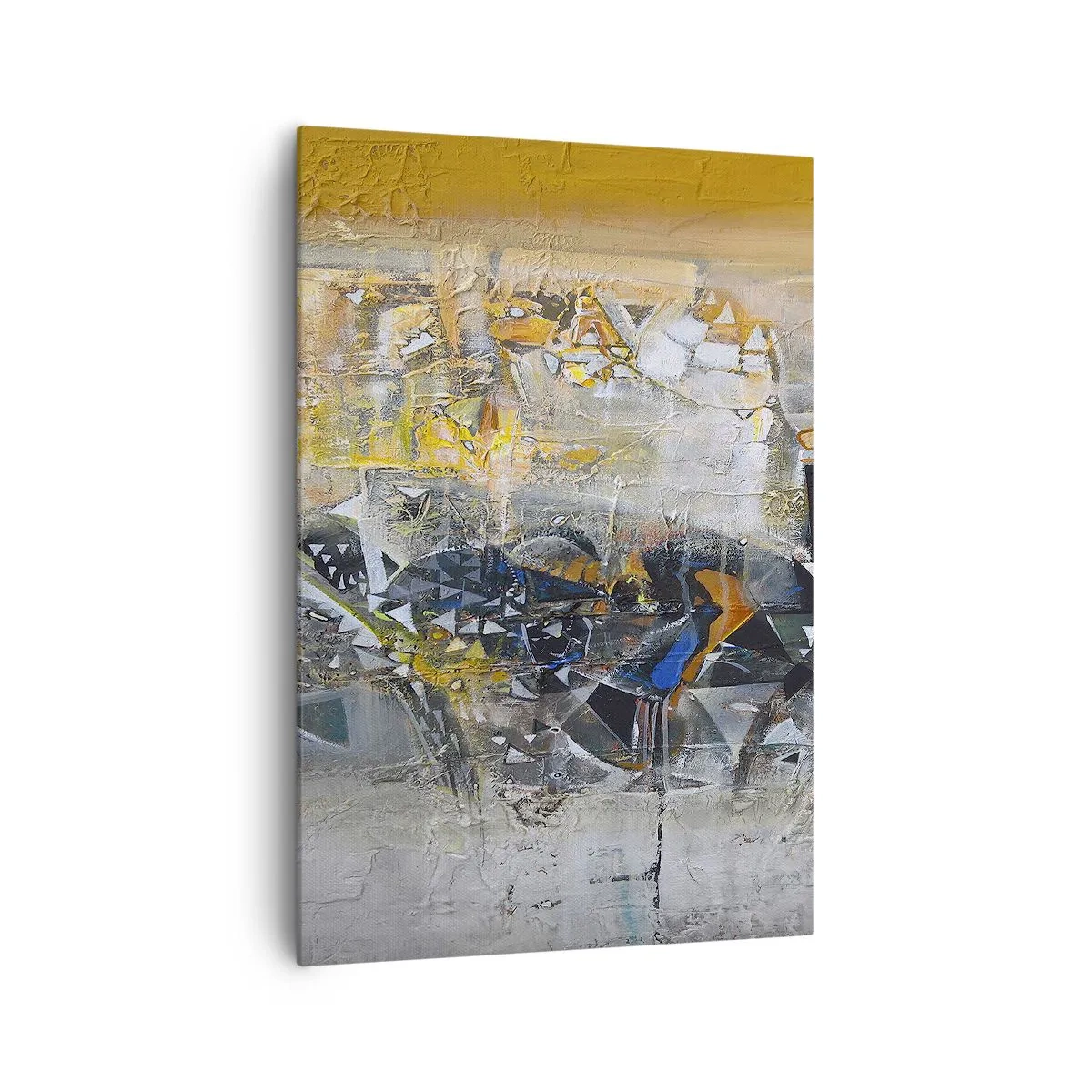 Impression sur toile - Image sur toile - Abstraction avec des nuances dominantes de jaune et de gris - 70x100cm - Tout se met en place - Décoration murale moderne pour le salon et la chambre ARTTOR