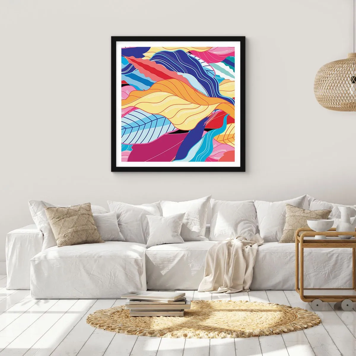 Affiche dans un cadre noir - Poster - Un désordre coloré - 60x60 cm