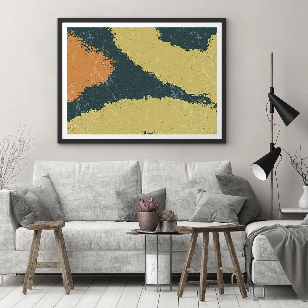 Affiche dans un cadre noir - Poster - Abstraction – mouvement lent - 50x40 cm