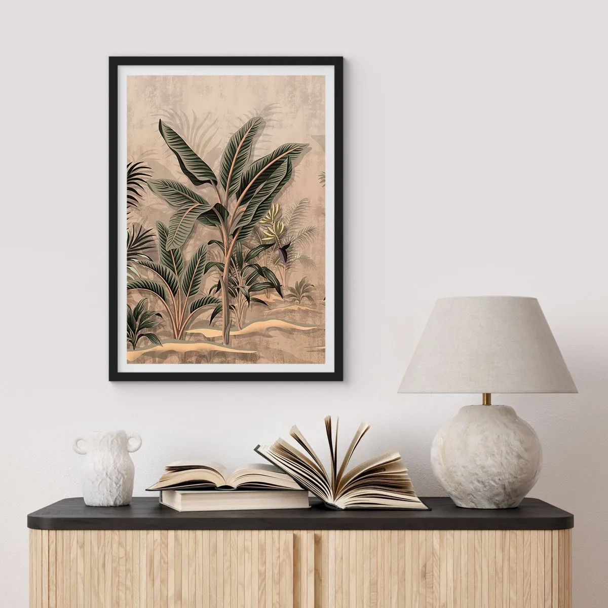 Affiche dans un cadre noir - Poster - Une gravure de style colonial - 70x100 cm