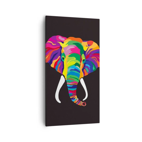 Impression sur toile - Image sur toile - L'éléphant qui aimait se baigner dans un arc-en-ciel - 55x100 cm