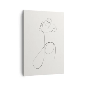 Impression sur toile - Image sur toile - Croquis de visage minimaliste au trait sur fond blanc - 70x100cm - En boucle dans les rêves - Décoration murale moderne pour le salon et la chambre ARTTOR