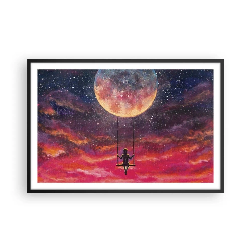 Affiche dans un cadre noir - Poster - Se balancer dans les nuages - 91x61 cm