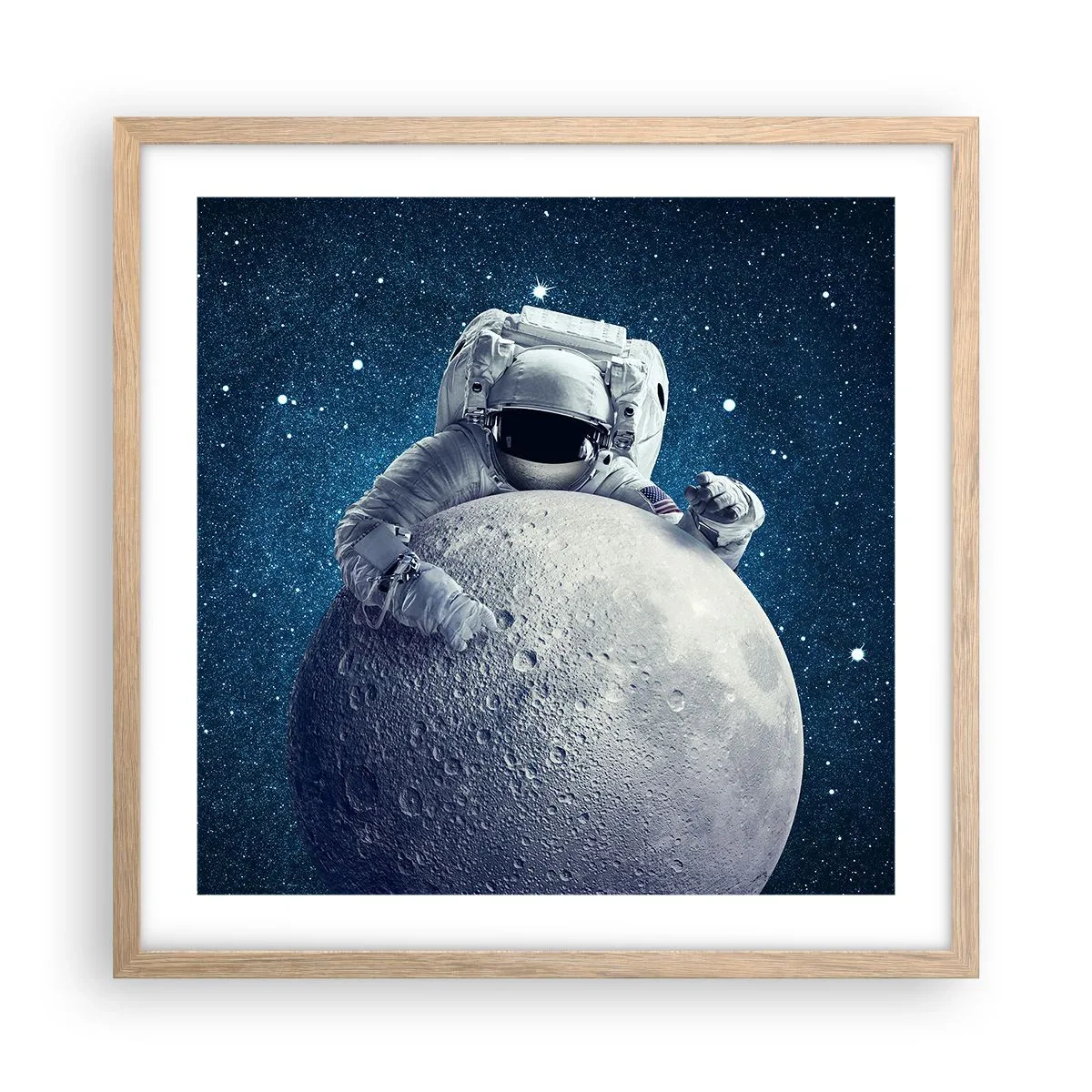 Affiche dans un chêne clair - Poster - Comique de l'espace - 50x50 cm