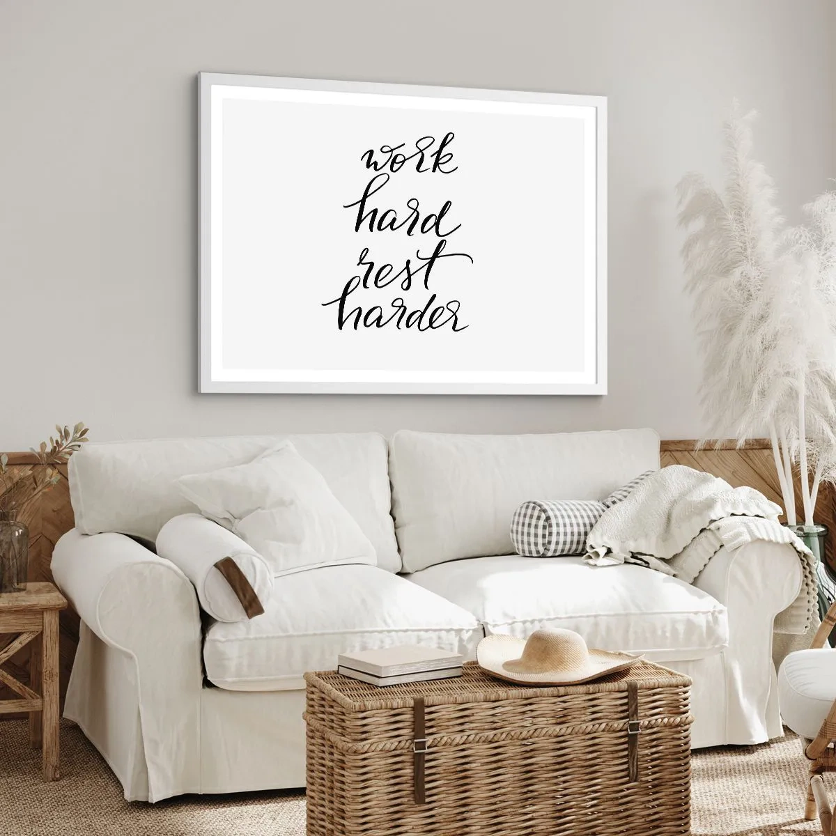 Affiche dans un cadre blanc - Poster - Équilibre de vie - 100x70 cm