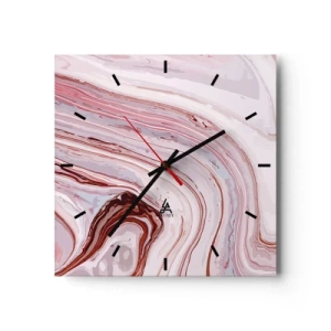 Horloge murale - Pendule murale - Motif abstrait en rose et blanc - 30x30cm - Tout droit, puis tout en bas - Décoration murale moderne pour le salon et la chambre ARTTOR