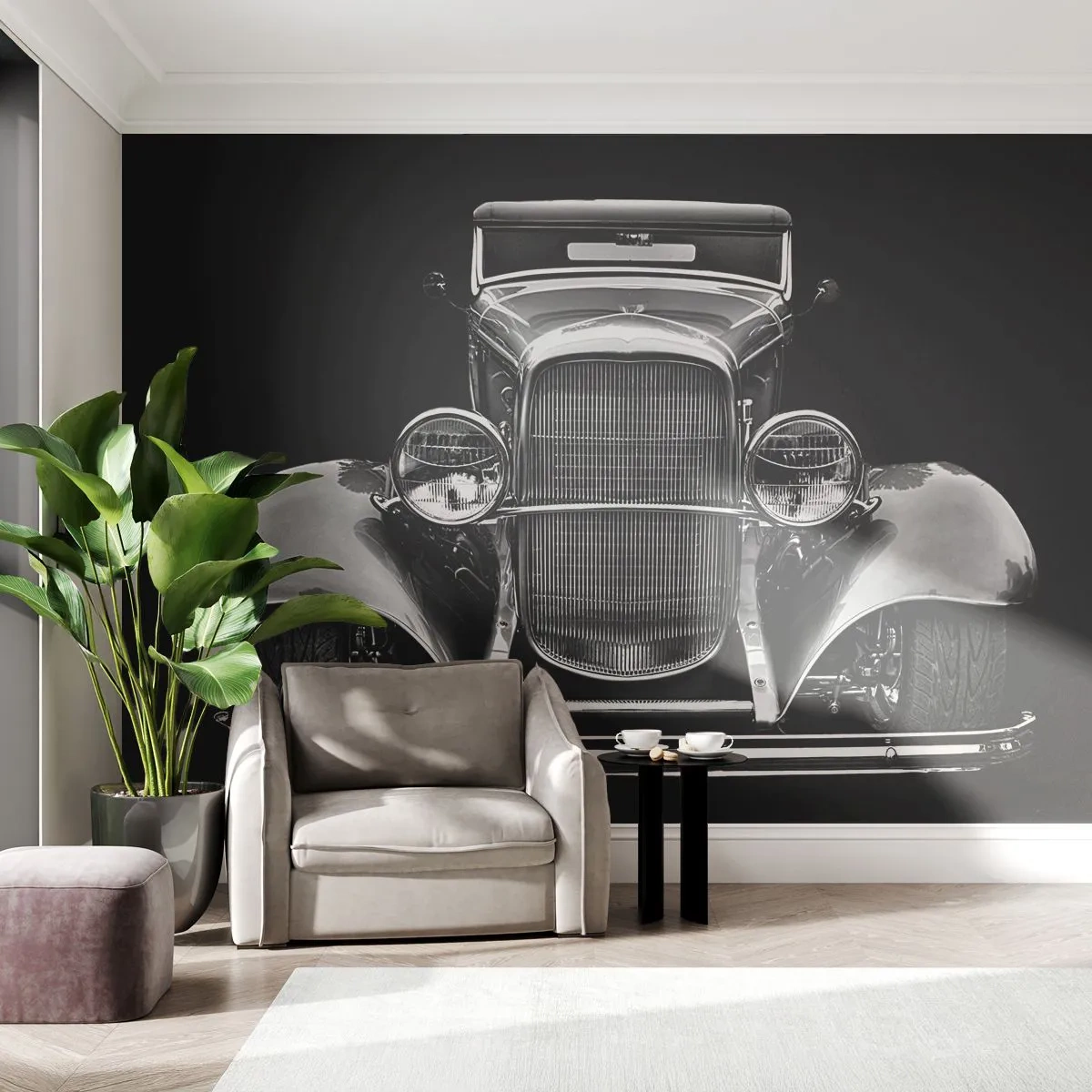 Papier Peint Photo Premium Canvas - Un vrai gentleman - Rétro, Voiture, Classique - 250x175 cm