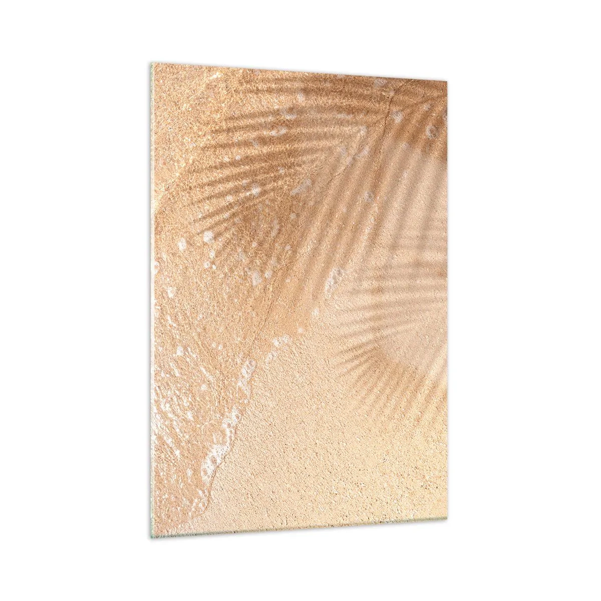 Impression sur verre - Image sur verre - Plage et ombre sur le sable - 50x70cm - Ombre d'un été chaud - Décoration murale moderne pour le salon et la chambre ARTTOR