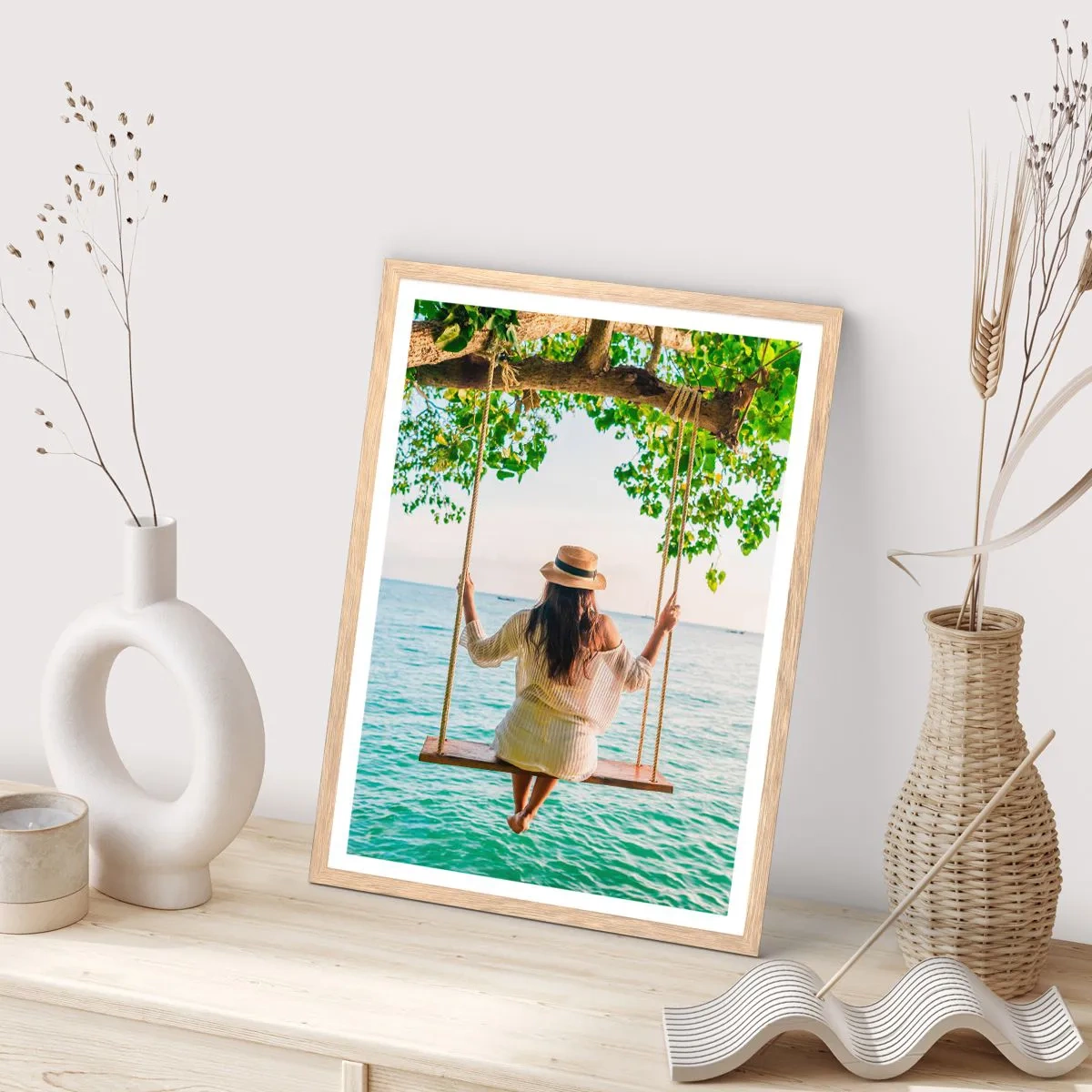 Affiche dans un chêne clair - Poster - La vie est belle - 50x70 cm