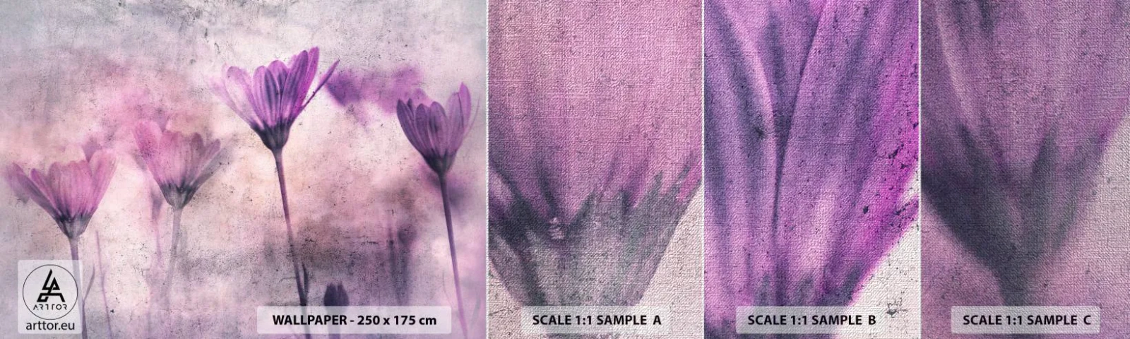 Échantillon de Papier Peint Premium Canvas - Rêve de fleurs - Fleurs, Morceau, Jardin - 100x30 cm