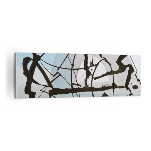 Impression sur toile - Image sur toile - Lignes et formes abstraites en bleu et noir - 160x50cm - Bleu malgré tout - Décoration murale moderne pour le salon et la chambre ARTTOR