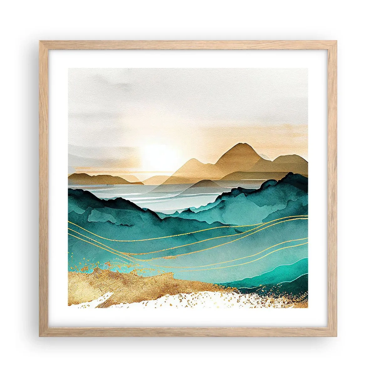 Affiche dans un chêne clair - Poster - Au frontière de l’abstraction – paysage - 50x50 cm