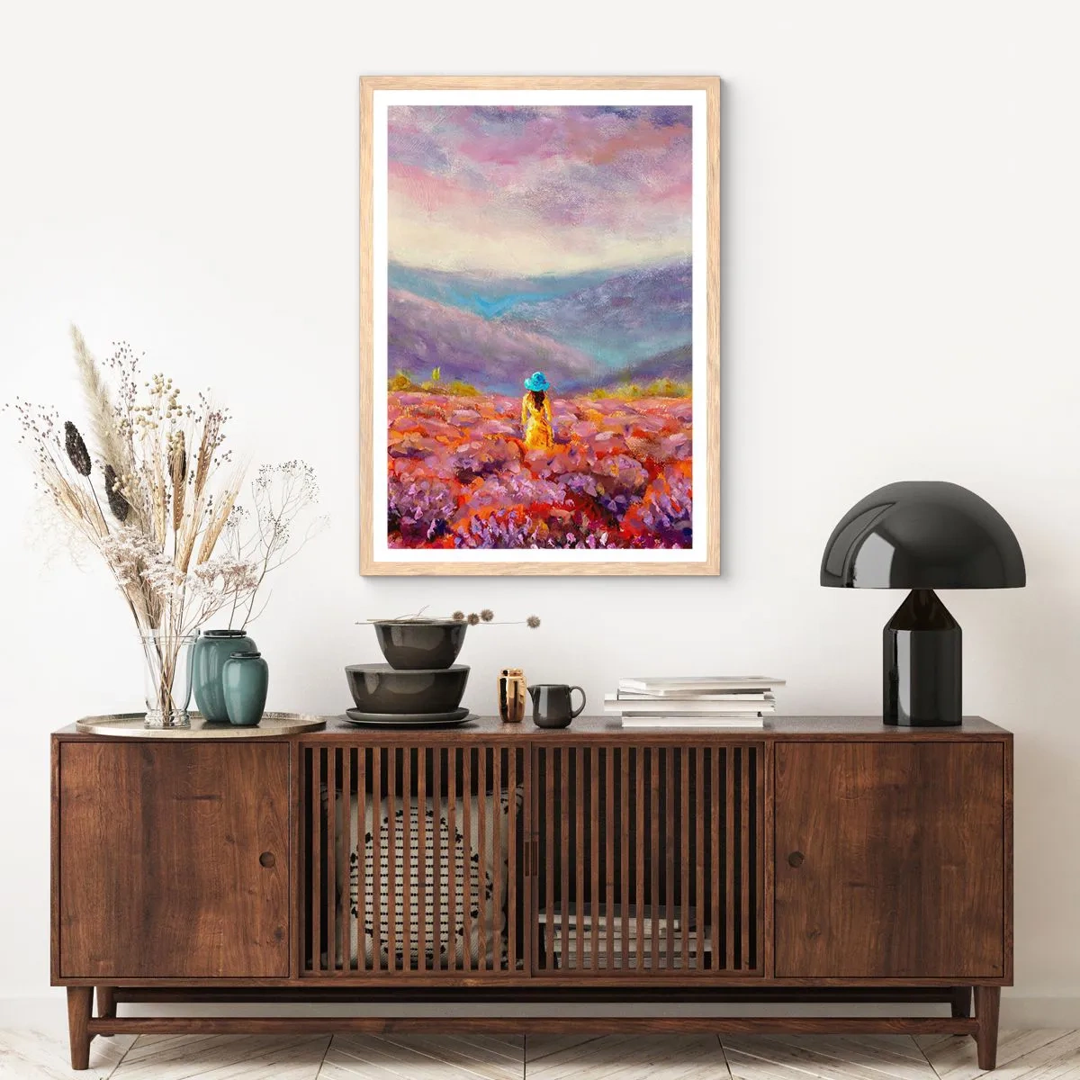 Affiche dans un chêne clair - Poster - Dans un monde lavande - 70x100 cm