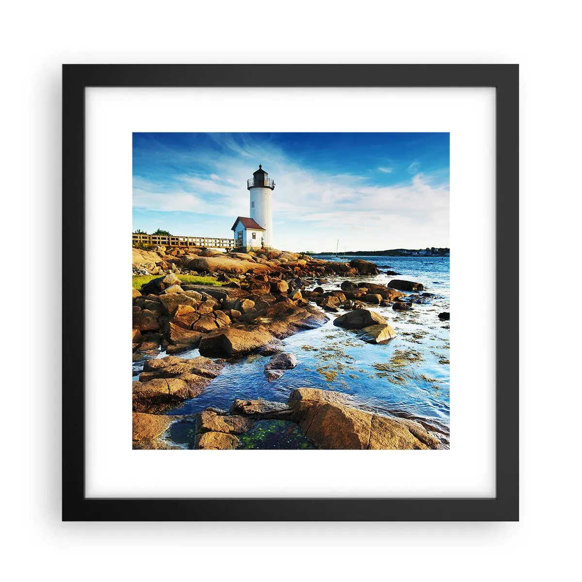 Affiche dans un cadre noir - Poster - Revenez heureux, j'attends - 30x30 cm