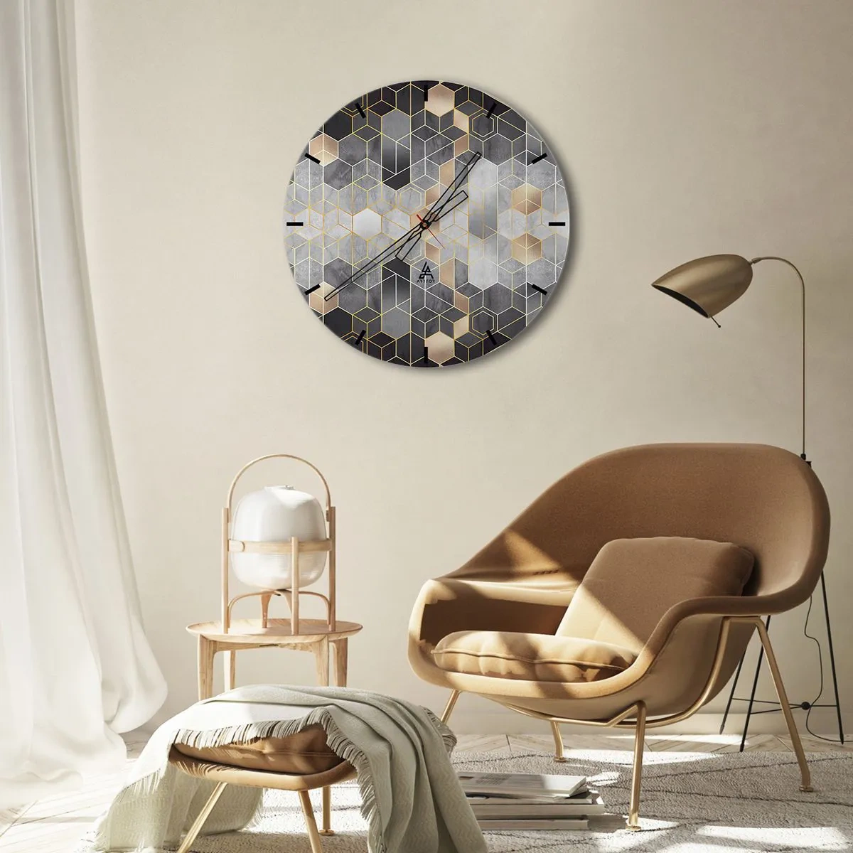 Horloge murale - Pendule murale - Composition de diamants - 30x30 cm