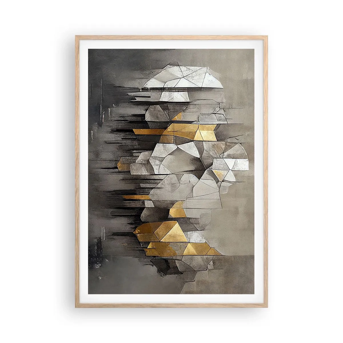 Affiche dans un chêne clair - Poster - Composition de glace et de lumière - 70x100 cm