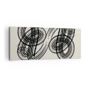Impression sur toile - Image sur toile - Lignes noires abstraites sur fond clair dans un style avant-gardiste. - 120x50cm - C'est venu spontanément - Décoration murale moderne pour le salon et la chambre ARTTOR