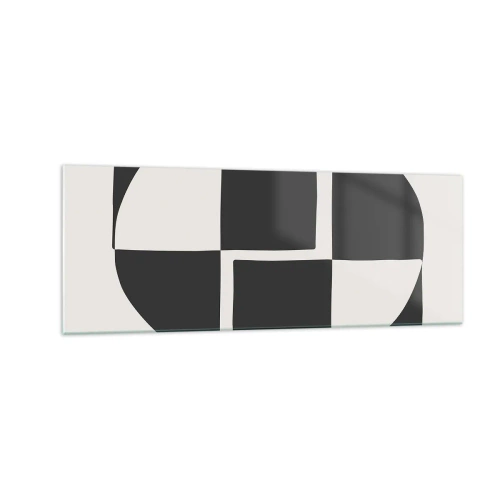 Impression sur verre - Image sur verre - Formes géométriques abstraites en noir et blanc - 140x50cm - Antithèse - Synthèse - Décoration murale moderne pour le salon et la chambre ARTTOR