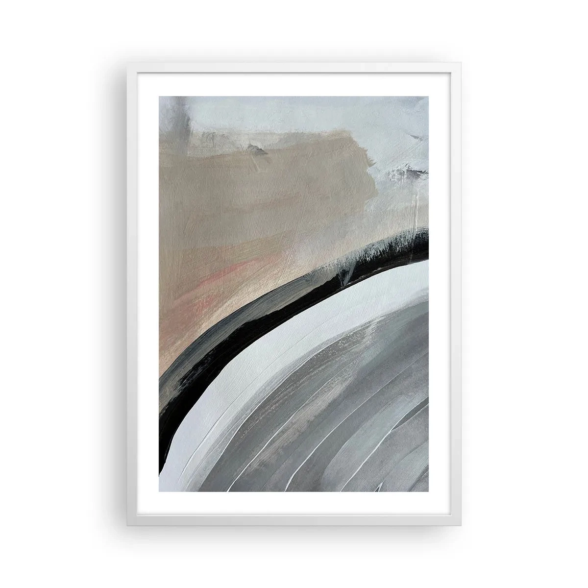 Affiche dans un cadre blanc - Poster - Composition : arc de noir et gris - 50x70 cm