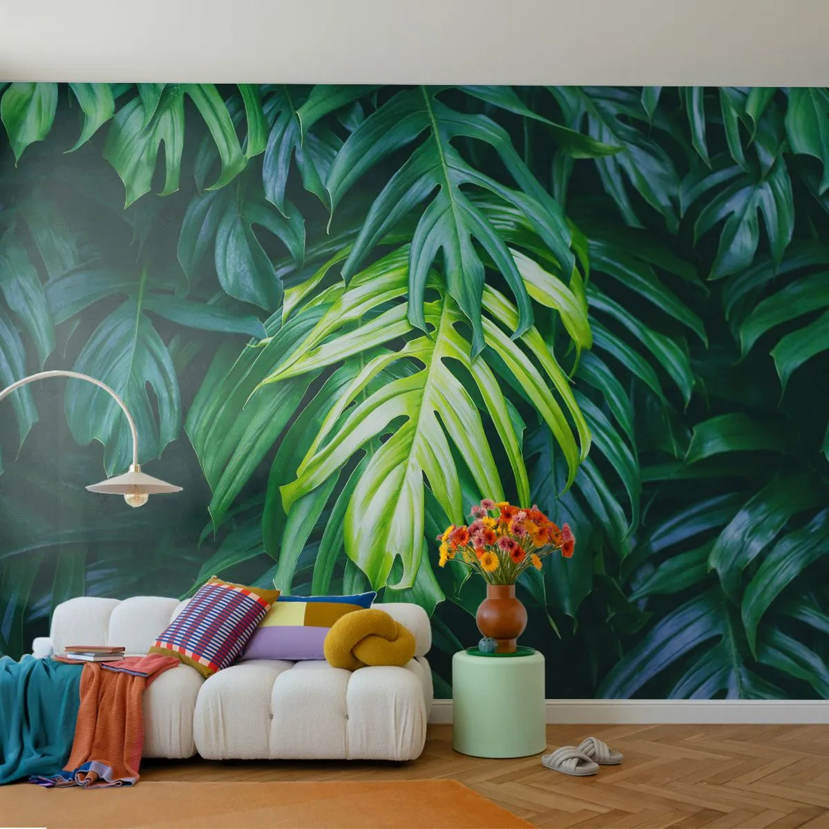 Papier Peint Photo Standard Eco - Immergez-vous dans la fraîcheur - Plante tropicale, Feuille de monstre, Nature - 400x280 cm