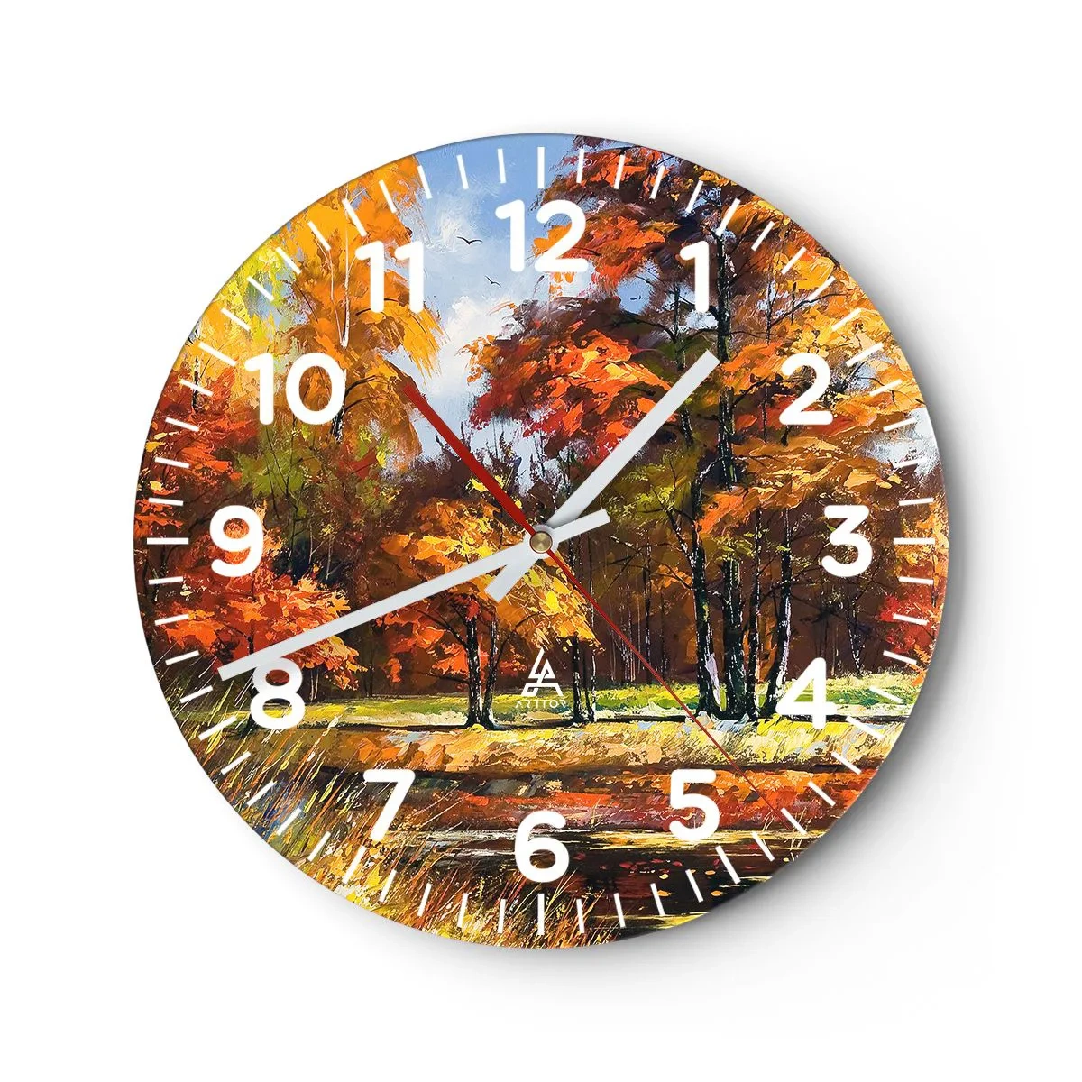 Horloge murale - Pendule murale - Paysage en or et bronze - 30x30 cm