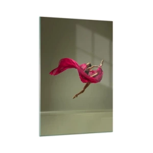 Impression sur verre - Image sur verre - Danseuse de ballet dans une pose dynamique avec du tissu rose - 70x100cm - Flamme dansante - Décoration murale moderne pour le salon et la chambre ARTTOR