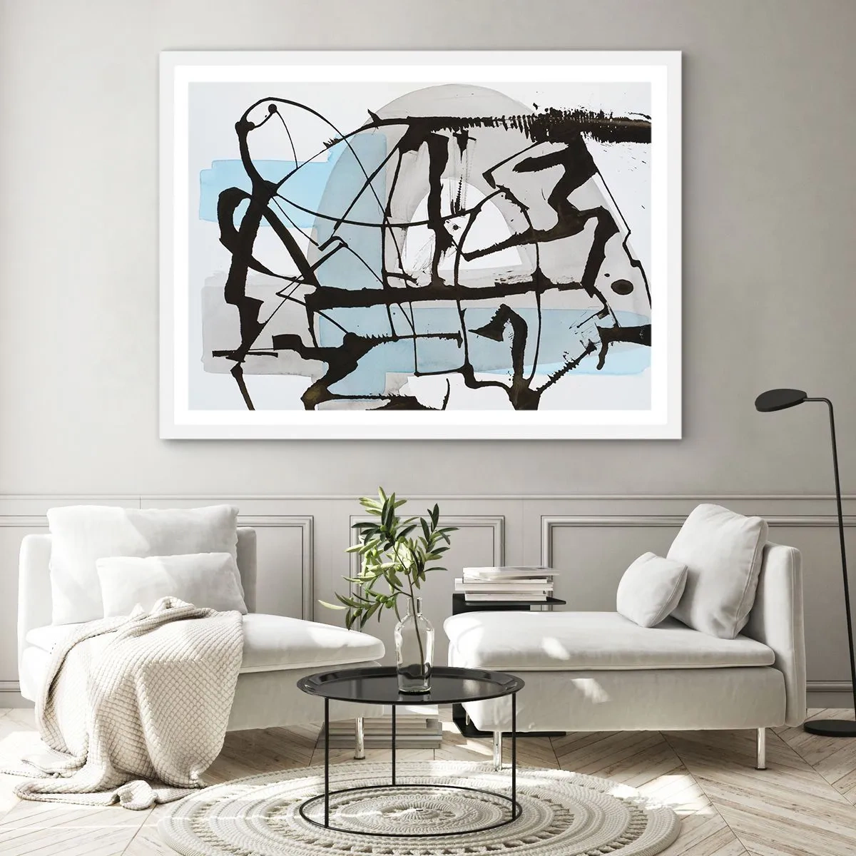 Affiche dans un cadre blanc - Poster - Bleu malgré tout - 100x70 cm