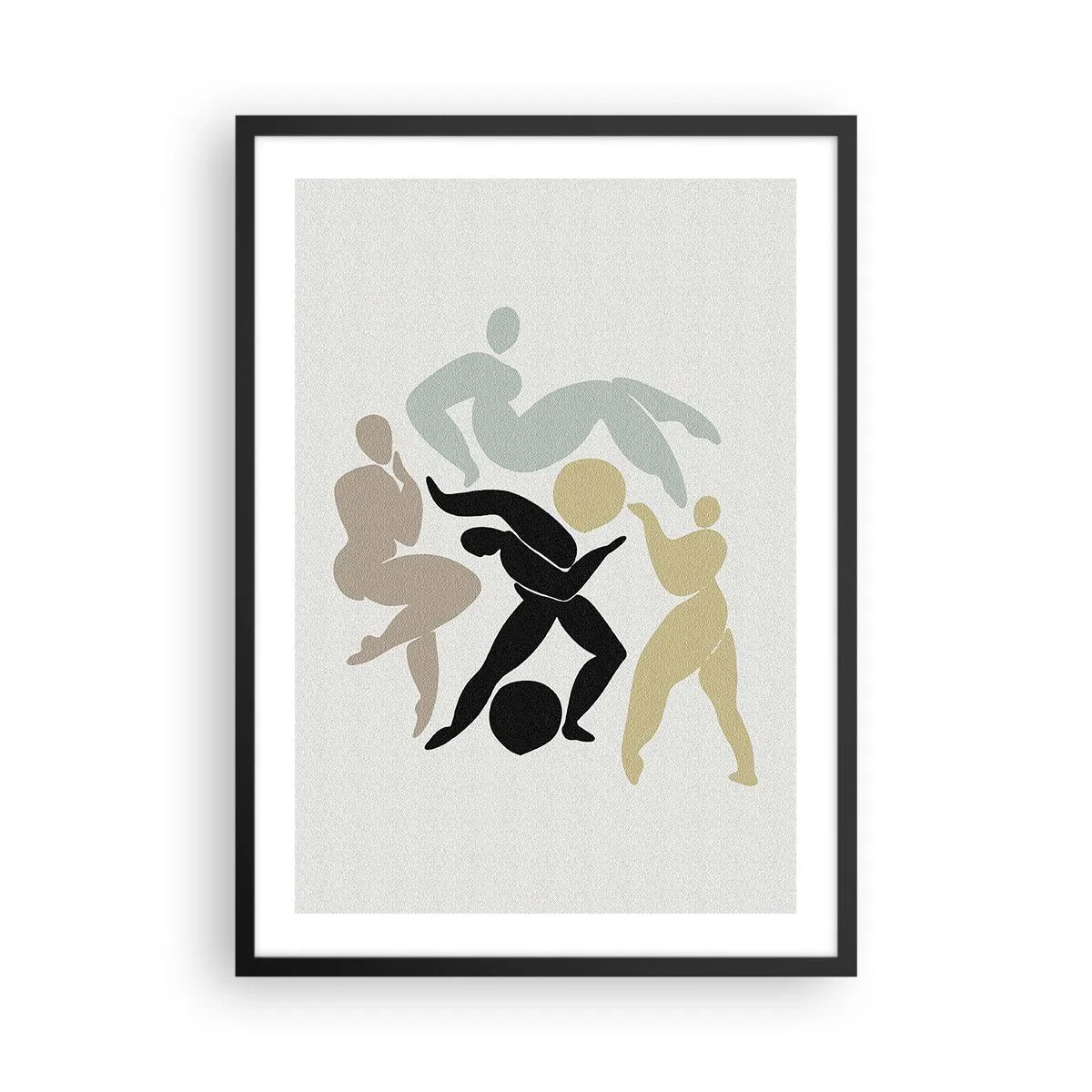 Affiche dans un cadre noir - Poster - Silhouettes abstraites de personnages en mouvement dynamique - 50x70cm - Faire de l'exercice pour la santé et la beauté - Décoration murale moderne pour le salon et la chambre ARTTOR