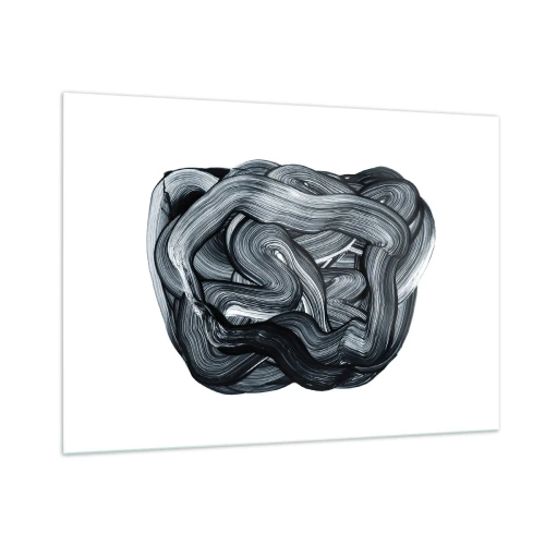Impression sur verre - Image sur verre - Abstraction de coups de pinceau en noir et blanc - 100x70cm - Ce n'est pas si simple - Décoration murale moderne pour le salon et la chambre ARTTOR