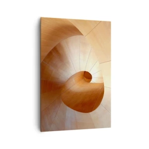 Impression sur toile - Image sur toile - Spirale abstraite dans les tons bois et marron clair - 70x100cm - Serpentin architectural - Décoration murale moderne pour le salon et la chambre ARTTOR