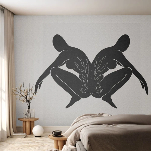 Papier Peint Photo Premium Sand - Silhouettes noires créant un reflet symétrique - 100x70cm - Une âme commune - Décoration murale moderne pour le salon et la chambre ARTTOR